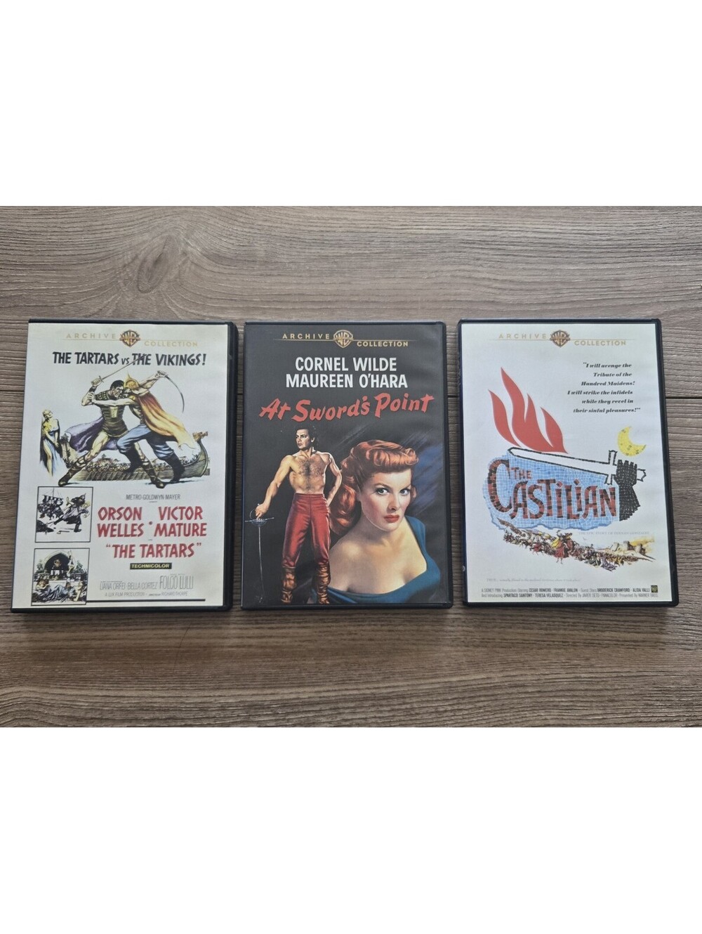 3-DVD LOT: The Tartars + At Sword's Point + The Castilian Warner Archive Epic
